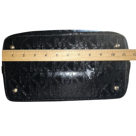 Michael Kors Jet Set Leather Mirror Metallic Signature Black Tote Large - Picture 8 of 11